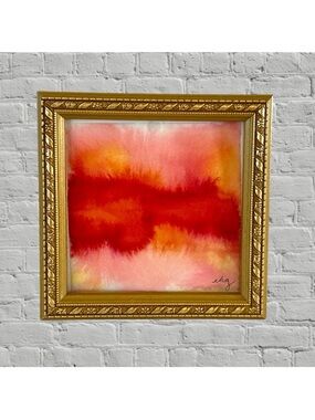 Abstract Watercolor Wall Art - Red & Orange